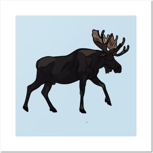 Moose cartoon illustration Posters and Art